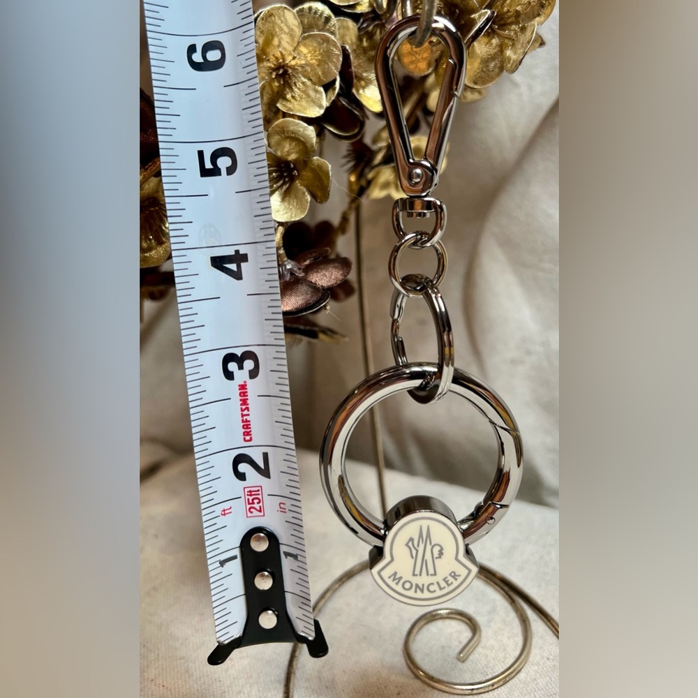 New. Moncler Silver and Cream Keychain Stocking Stuffer Christmas - Picture 3 of 6